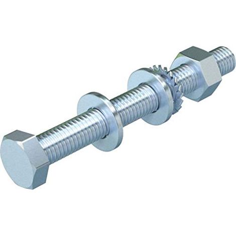 OBO Bettermann Tornillo hexagonal con tuerca y arandelas M10x80 acero galvanizado en caliente, 6418250