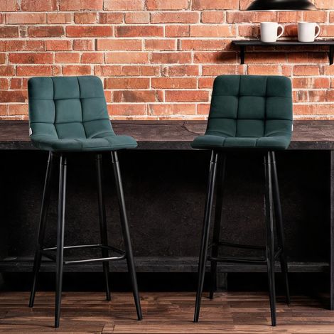 Tabouret de bar vert en velours 100 polyester 42 x 55 x 105 cm (1/5)