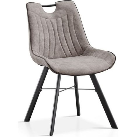 Stuhl 'Paola' PU Mikrofaser Hellgrau, Maße: H87 x B54 x T63 cm