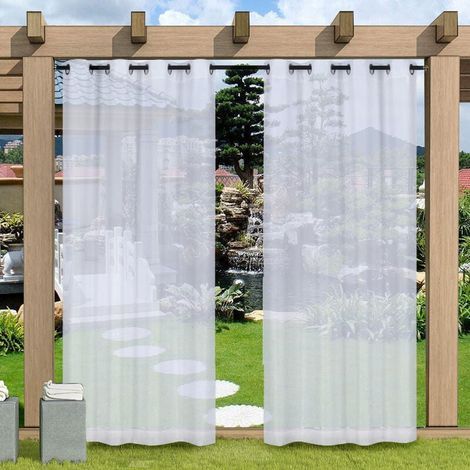 Ösenvorhang für den Außenbereich – halbtransparenter, wasserdichter Vorhang für Pergola, Garten, Terrasse – 132 x 213 cm (1/5)