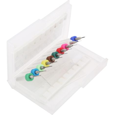 Jeu de 10 forets PCB en acier tungstène, queue droite, pointe hélicoïdale, mini perceuse manuelle, diamètres 0,1-1,0mm, outillage électronique de précision (1/5)