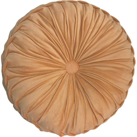 Coussin rond en velours uni, coussin citrouille, coussin rond pour salon, coussin rond pour canapé (1/5)