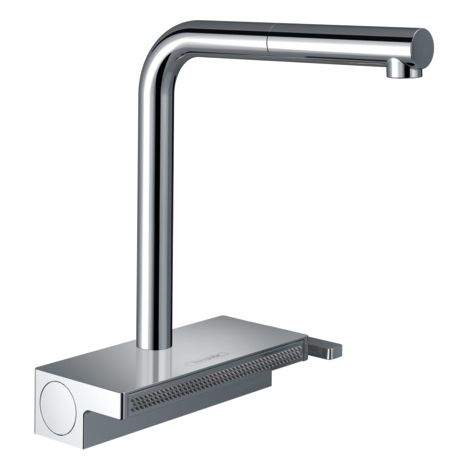 Hansgrohe M81 - Miscelatore da lavello Aquno Select con bocca di erogazione estraibile e getto doccia piatto, cromo 73836000 (1/2)