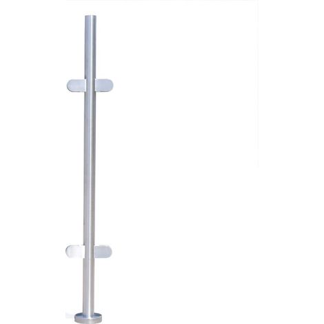 Gojoy – Poteau de balustrade rond en acier inoxydable 110 cm – Pour verre 8-12 mm – Base 9,5 cm – Charge max 132,28 lb – Installation facile (1/5)