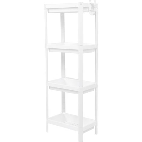Étagère tour de salle de bain en plastique, support de rangement autoportant, organisateur multifonctionnel pour salon, chambre, cuisine, blanc, 4 niveaux (1/5)