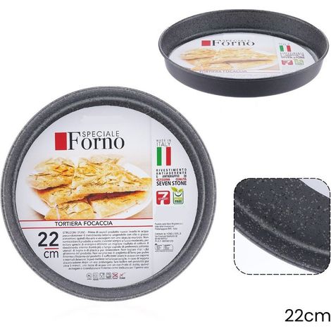 TrAdE Shop Traesio - Teglia Stampo Tortiera Focaccia Tonda Antiaderente Antigraffio Da Forno ø22-26-28-30-32cm -    -diametro 22cm   -