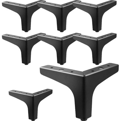 8 pieds de meuble - Pieds de canapé - Pieds de meuble noirs - 15 cm - Fer - Triangulaires - Pour armoire, canapés (1/5)