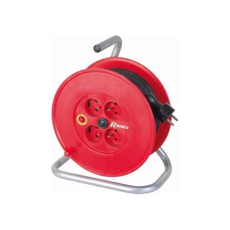 Enrouleur electrique 4 prises 15m 3x1,5 H05VV-F pieds métal (1/2)