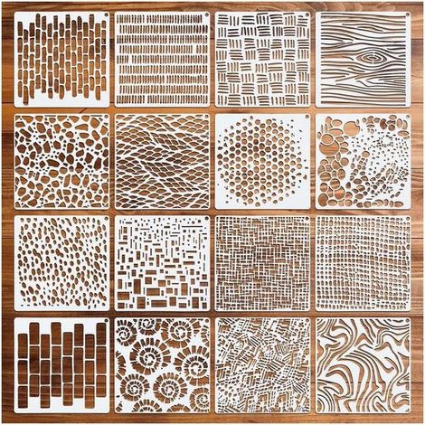 Lot de 16 pochoirs réutilisables pour peinture et loisirs créatifs, modèles pour cartes, dessins, décoration murale et toile (1/2)