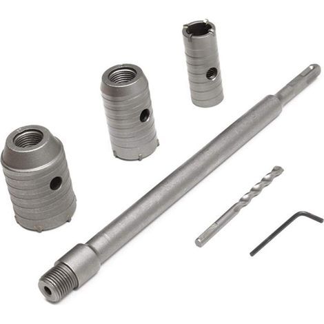 Mèche de forage en béton avec manche rond de 350 mm SDS Plus Trépan pour trou de sciage de béton Mèche de forage pour mur en pierre de ciment avec expansion de 30/40/50 mm (Argent) (1/5)