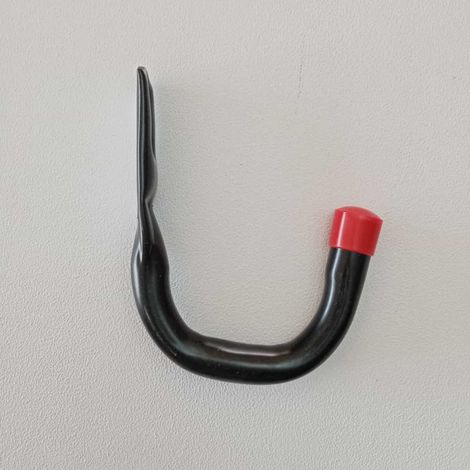 Gancio in acciaio verniciato nero con fori per fissaggio a parete + 2 fissaggi (1/5)