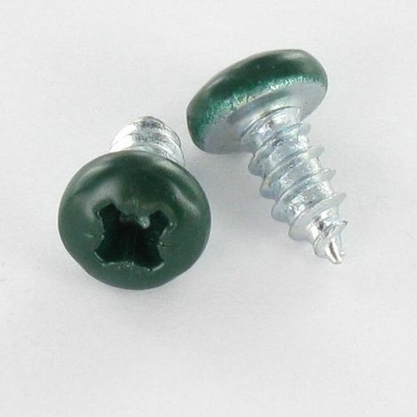 Vis tôle tête cylindrique bombée large Pozi 4.2X16 Acier zingué RAL6005 vert mousse-1 pièce
