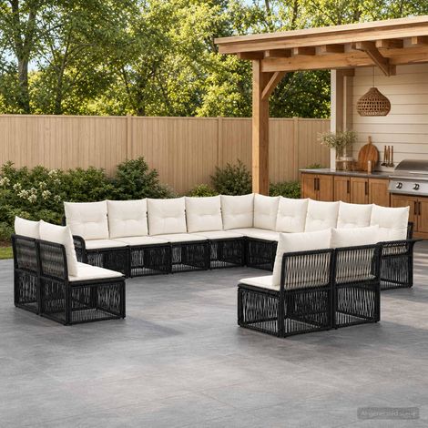 Set Divano da Giardino 13 pcs Nero polyrattan vidaXL (1/4)