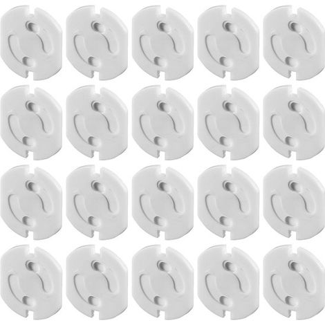 Protection de prises - Lot de 20 - Cache-prises sécurisés - Sécurité enfant - Protecteurs de prises - Protection - Autocollants - Prévient les accidents et les chocs électriques - Blanc