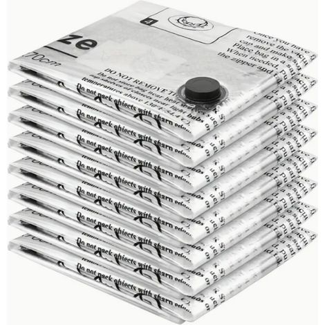 Lot de 8 sacs de rangement sous vide, 60 x 40 cm, réutilisables, pour vêtements, linge de lit et voyages, idéaux pour les déménagements.-AquaForge