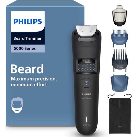 Philips Beard Trimmer 5000 Series BT5775/15 Noir et Bleu tondeuse barbe sans fil 40 réglages hauteur