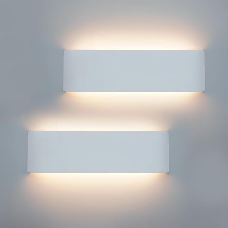 KICAAO 2 x LED Wall Lights 12W Modern Interior 3000K Square White Decorative for Bedrooms, Living Rooms, 28.5 cm (1/5)