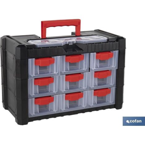 COFAN armario 9 gavetas 400 x 200 x 260 mm , Armario de 9 gavetas para la organización de herramientas y piezas pequeñas, muy útil en un taller, almacén o laboratorio.Diseñado para
