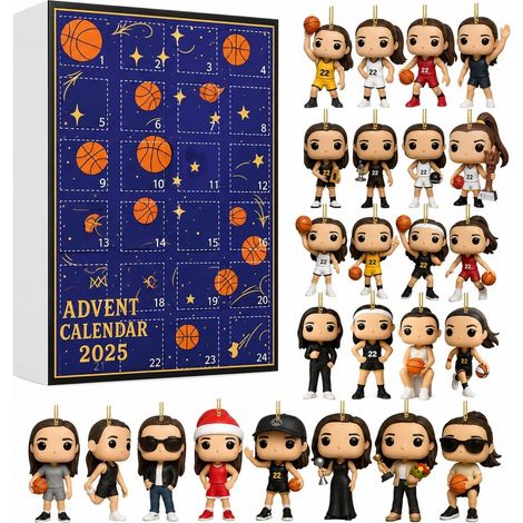 Calendrier de l'Avent 2D acrylique 24 pièces - Thème basketball - Compte à rebours de Noël 2026 (gj556-001) (1/3)