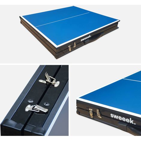 Table De Pong Compacte Pliable - 60x30 Cm - 2 Pagaies + Balle - Jeu D'intérieur/extérieur - Enfants Et Adultes