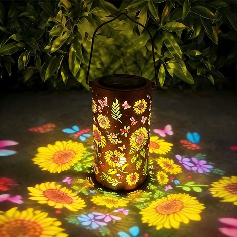 Lanternes solaires tournesol style étanches suspendues pour l'extérieur, tournesol pour femmes, mamans grands-mères, lanternes solaires décoratives et (1/5)