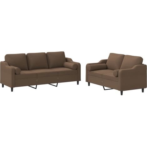 Maison Exclusive - Set di Divani 2 pz con Cuscini Marrone in Tessuto (1/5)