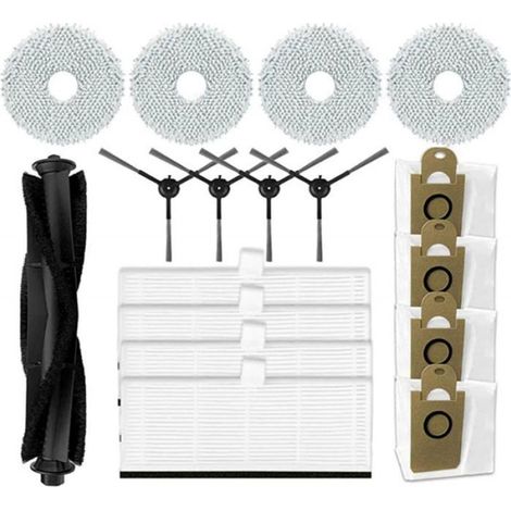 Kit de pièces de rechange pour Proscenic M9, 1 brosse principale, 4 serpillères, 2 brosses latérales, 4 filtres, 4 sacs à poussière (1/3)