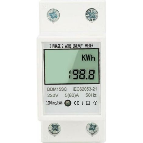 Compteur d'énergie monophasé à affichage numérique LCD 5-80A 220V 50Hz KWh compteur de consommation d'énergie DDM15SC (1/5)