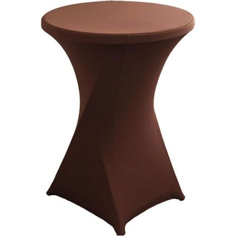 Housse de Table Ronde Extensible en Spandex, Housse Mange Debout, Nappe pour Table Cocktail pour Restaurant Bar Table Cocktail Table de Banquet de Mariage (80×75cm,Marron foncé) (1/5)
