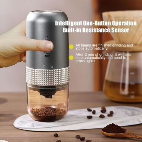 Moulin à café électrique portable avec 100 filtres en papier, filtre de 25 g, capacité de tasse de 200 ml, convient pour la maison, le bureau et les voyages. (1/3)