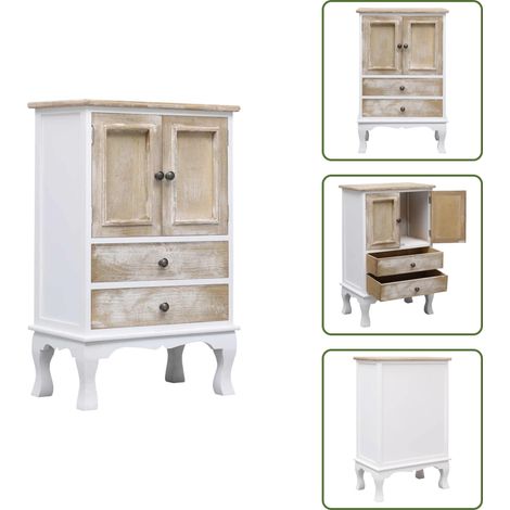 Schubladenkommode Weiß 50x30x80 cm Holz - Sideboard - Holzmöbel - Weißer Schrank - Kommode - TV-Stand (1/5)