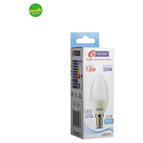 Lampadina Led E-Quickly 7,5W 6000K Candela C37 E 14