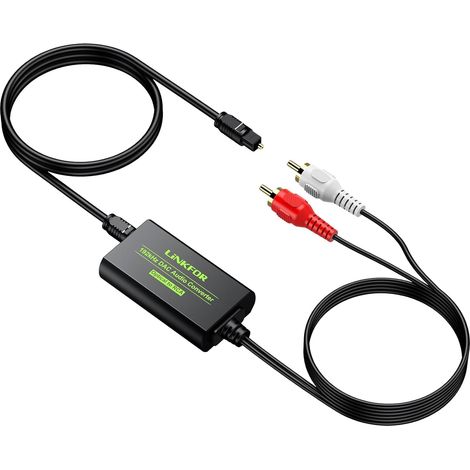 Optique vers RCA Câble SPDIF vers G/D 192 kHz Convertisseur Intégré Amplificateur Audio Adaptateur Audio RCA L/R avec Câble Optique our HDTV Blu Ray DVD Amps TV Box (1/5)