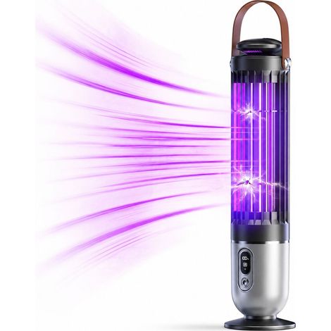 Lampe à mouche anti - moustique rechargeable, lampe UV et lampe de nuit 2 en 1 avec capteur de crépuscule, anti - insectes volants, mouche électrique tue à l'intérieur et à l'extérieur (1/5)