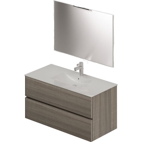Composizione bagno da 100 Olmo +Lavabo+Specchio c/led 90x70