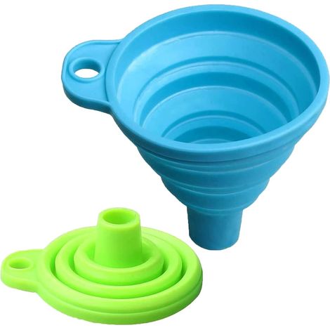 Lot de 2 Entonnoir Pliable en Silicone, Télescopique pour Liquides ets, Cuisine et Maison (1/5)
