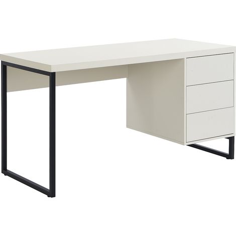 Scrivania con 3 cassetti MDF e Metallo Beige e Nero  - TIMFIA di PASCAL MORABITO