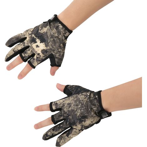 1 Paire de Gants de Pêche Tactiles avec Doigts Découpés, Équipement de Pêche Extérieur Résistant