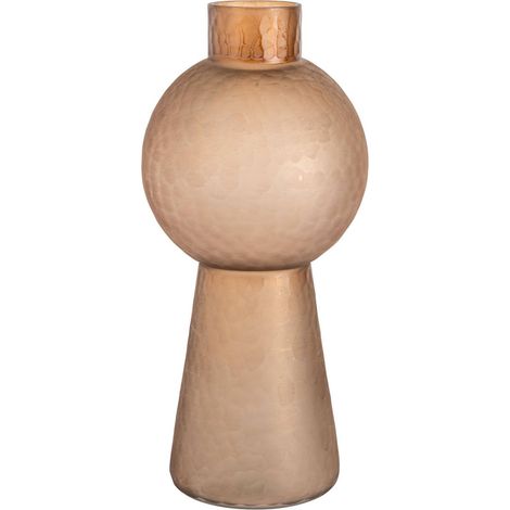 Vase en verre marron à relief - marron ambré (1/4)
