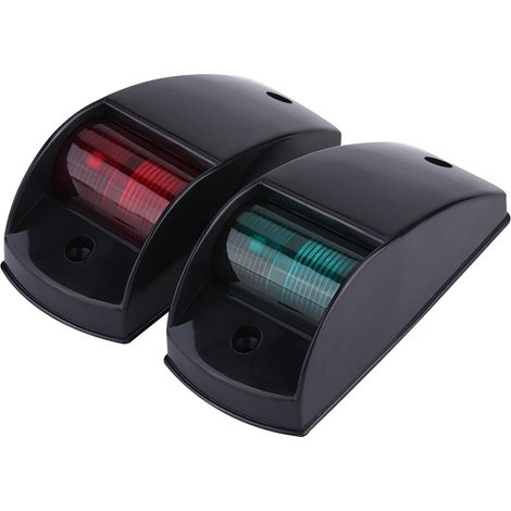 Feux de navigation de bateau, paire marine de signal Aqua de 12V rouge et vert LED ampoule de signal de navigation lampe pour bateaux Yacht(Noir).