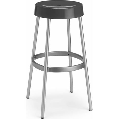 Sgabello da bar gim antracite ALTO CM 80 S-c-a-b ARREDO CASA Gambe in Alluminio Anodizzato, Seduta Ergonomica, Made in Italy (1/3)