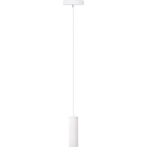 Suspension cylindrique en métal blanc, culot GU10, style moderne pour salon et cuisine (ampoule non incluse) (1/3)