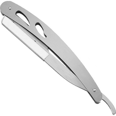 Couteau de tondeuse pliable en acier inoxydable, style rétro, pour barbe et sourcils. (1/5)