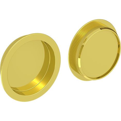 Slid'Up By Mantion – Lot de 2 poignées à encastrer rondes Ø 57 mm – Acier finition doré – Encastrement Ø 48 mm pour portes coulissantes 25 mm