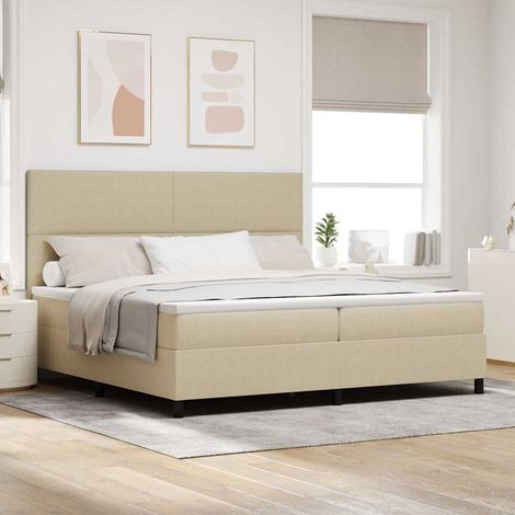 Boxspringbett Hellgrau und Weiß 203 x 200 x 128 cm Cordstoff vidaXL