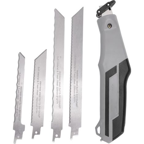 Hand saw kit, small self-locking tool, wavy, flexible for wood, metal, plasterboard and plastic with quick-change saw blades (1/5)