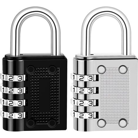Pack of 2 4-Digit Code Padlock, Zinc Alloy Combination Padlock Code Locker Padlock for Suitcase Lock (1/5)