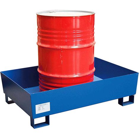 BRB Stahl-Auffangwanne, Trgkf 800 kg, LxBxH 1235x815x350 mm, Oberfläche blau RAL5010 (1/3)