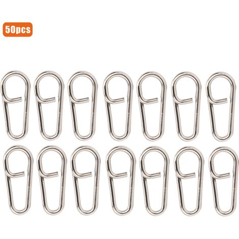 Clips de pêche ovales puissants en acier inoxydable, 50 pièces, connecteur à pression, accessoires de verrouillage, petite taille (1/5)