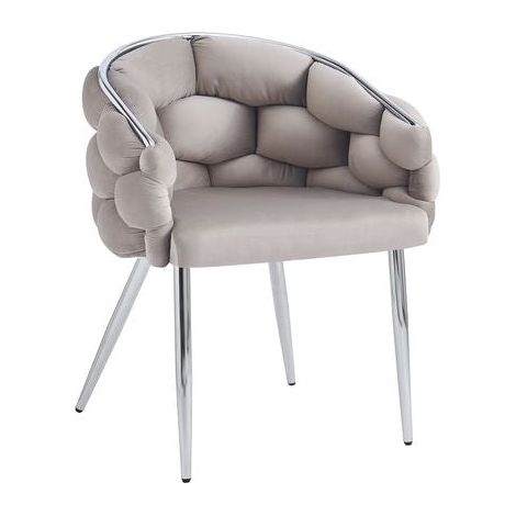 Lot de 2 chaises BALLON pieds chrome assise en Velours Taupe (1/5)